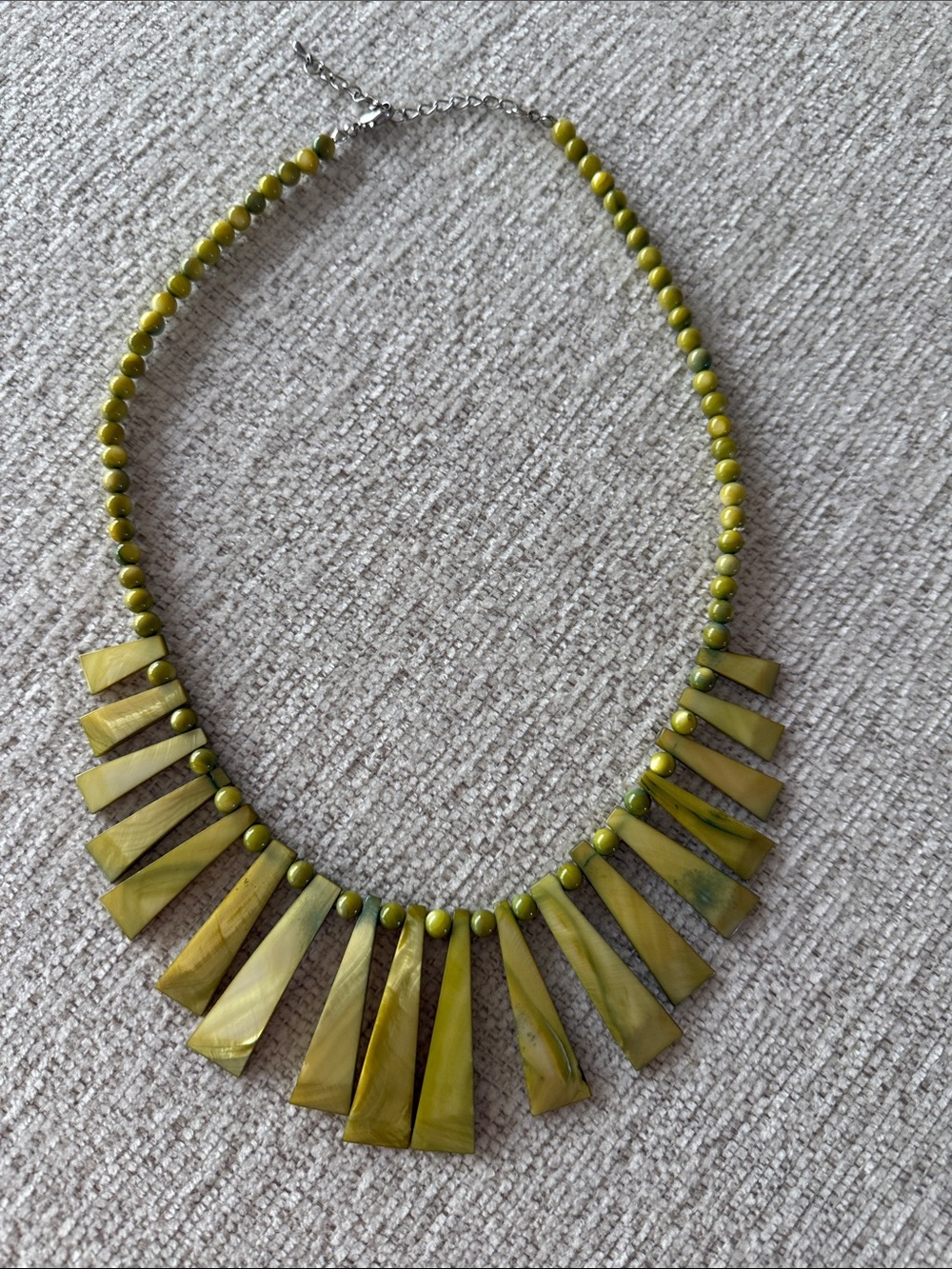 Olive Green Fan Spike Beaded Necklace